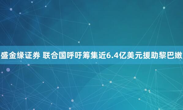盛金缘证券 联合国呼吁筹集近6.4亿美元援助黎巴嫩
