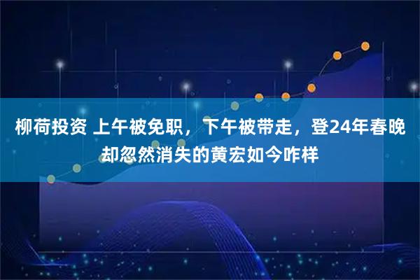 柳荷投资 上午被免职，下午被带走，登24年春晚却忽然消失的黄宏如今咋样