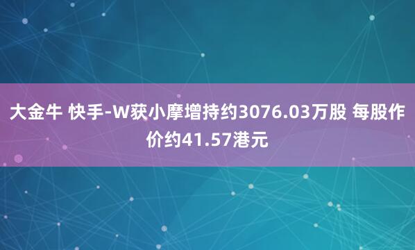 大金牛 快手-W获小摩增持约3076.03万股 每股作价约41.57港元