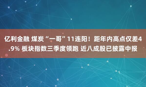 亿利金融 煤炭“一哥”11连阳！距年内高点仅差4.9% 板块指数三季度领跑 近八成股已披露中报